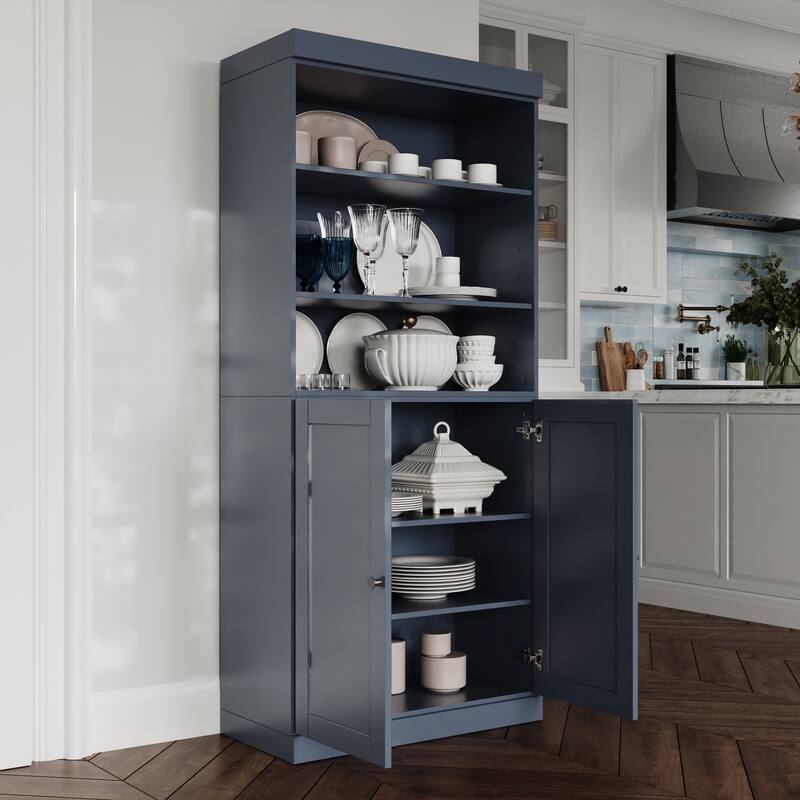 Palace Imports 100% Solid Wood 32" Pantry Cabinet with Shaker Doors and Adjustable Shelves