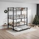 preview thumbnail 2 of 22, Metal Twin Size Triple Bunk Bed With Trundle, Space-saving, Black