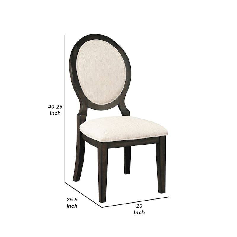 Brown/Cream Fabric Upholstered Wood Frame Dining Chair, Set of 2, Sturdy Dining Chair for Dining Rooms - 24.6