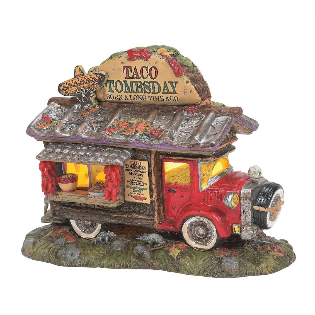 Snow Village Tombsday Taco Truck Lighted Halloween Building
