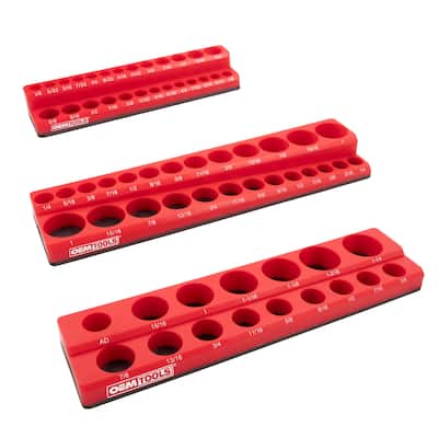 22484 3 Piece SAE Magnetic Socket Tray Set, Magnetic Socket