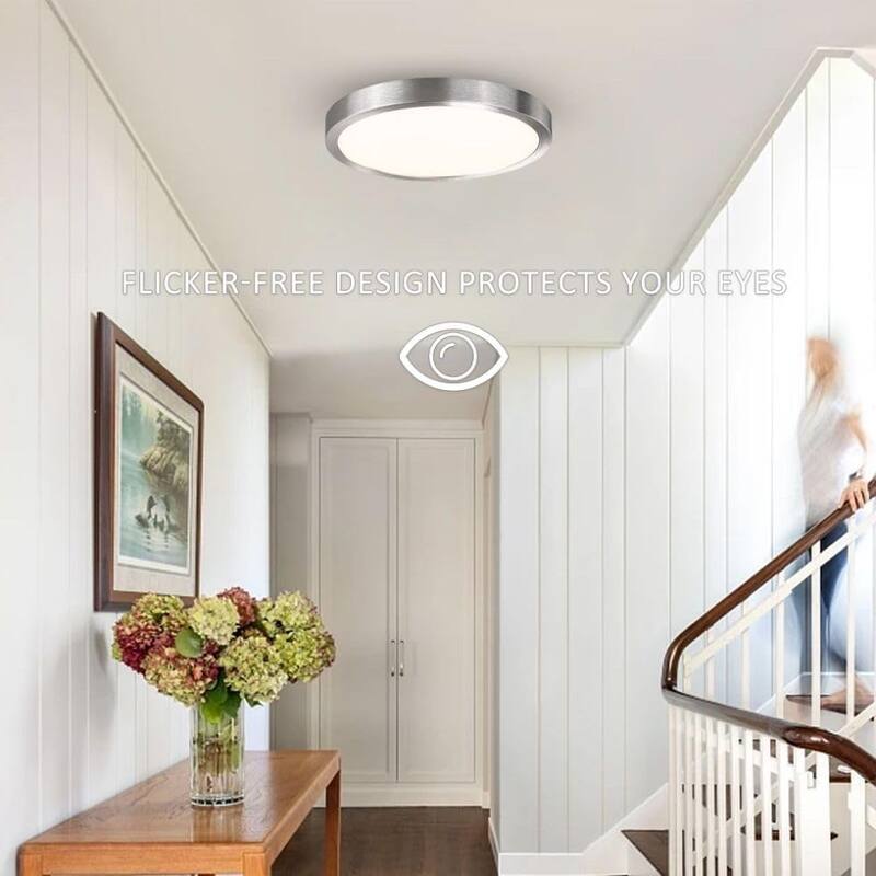 10 inch led flush mount light nickel kitchen light aluminum, glass ceiling light