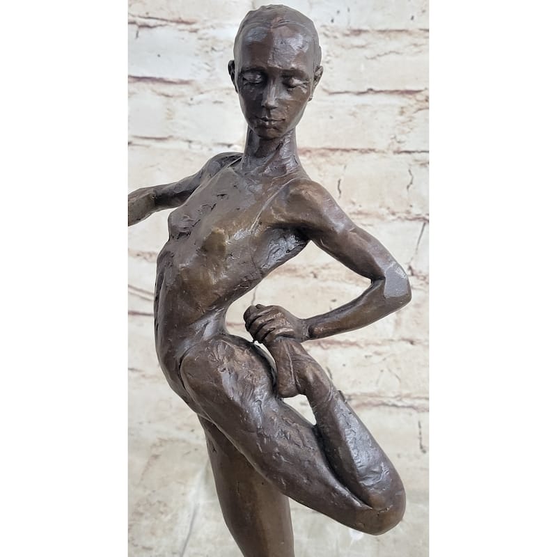 Ballerina Dancer Girl Bronze Statue Sculpture Figure On Marble Base 14 Inches X 8.5 Inches