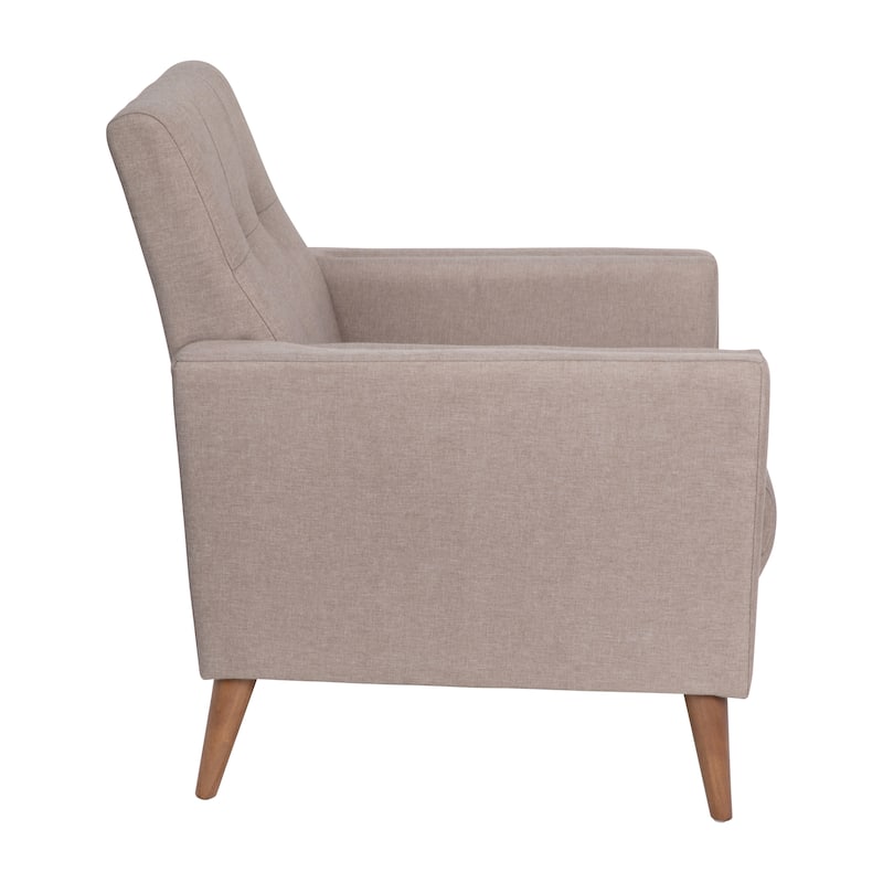 Mid-Century Modern Upholstered Tufted Chair with Wood Legs