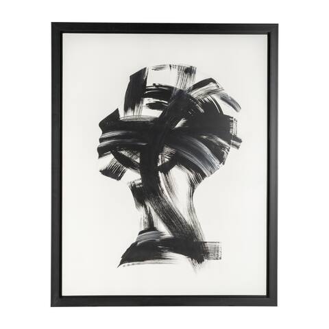 Sagebrook Home Hand Painted Male Silhouette, Brushstroke Abstract Minimal Portrait, Black and White, 47 W x 3 D x 59 H I