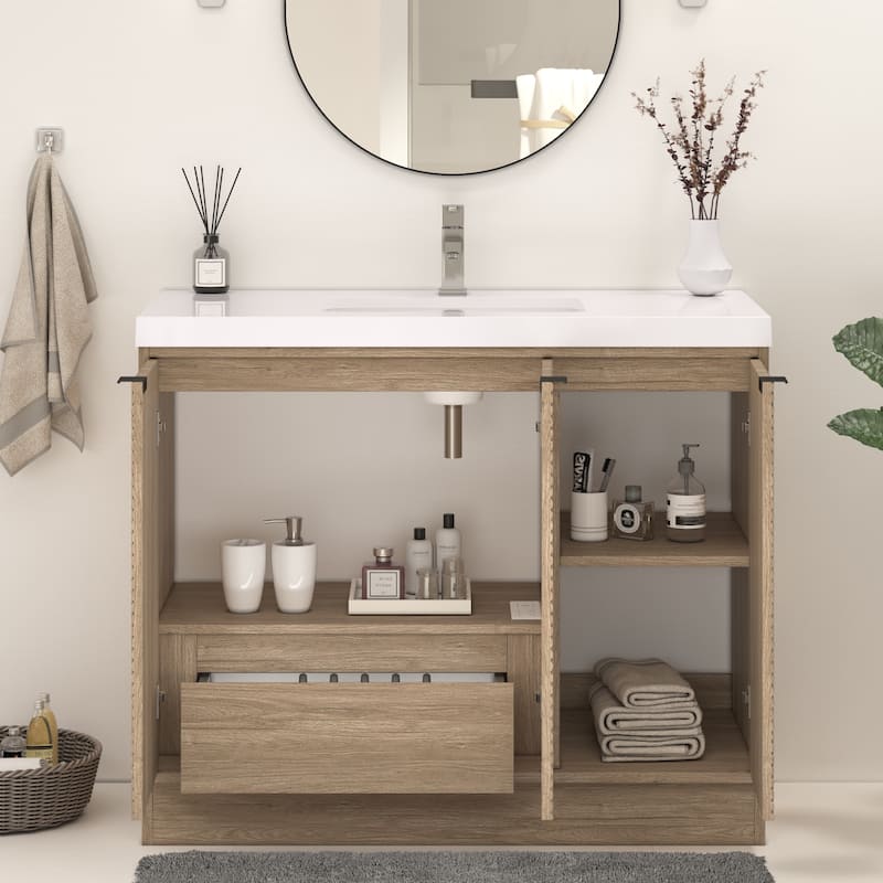 Milano 42" Freestanding (Left Doors) Bathroom Vanity with Reinforced Acrylic Sink