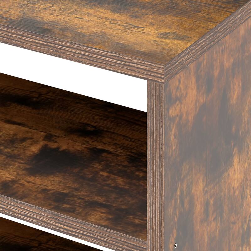 Moasis 8 Tiers Free Standing Shoe Cabinet with Hidden Bench, 70.9'' Tall Shoe Racks with Open Storage & High Boots Cubby