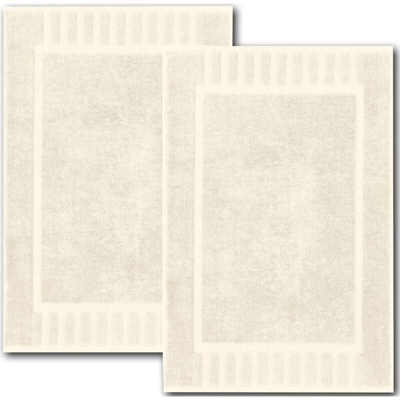 White Classic Luxury Cotton Bath Mat 22x34 Set of 2 - Ivory
