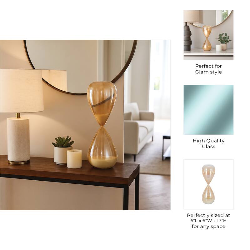 Modern Glass Hourglass Sculpture - Home Decor