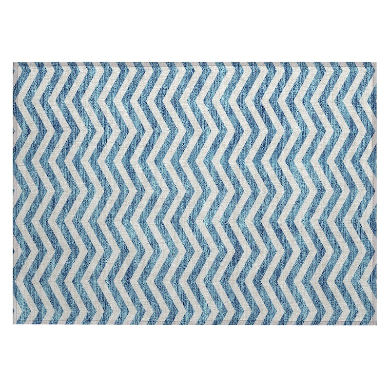 Machine Washable Indoor/ Outdoor Chantille Chevron Stripe Rug