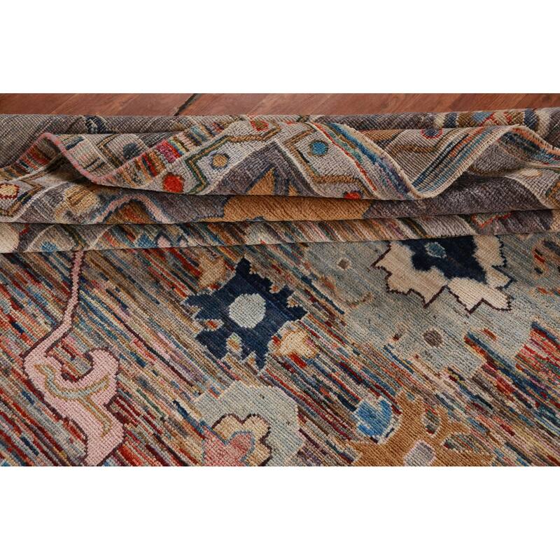 Hand Knotted Oriental 100% Wool Carpet Transitional Floral Multi-Colored Oushak Area Rug - 11' 5'' X 8' 10''