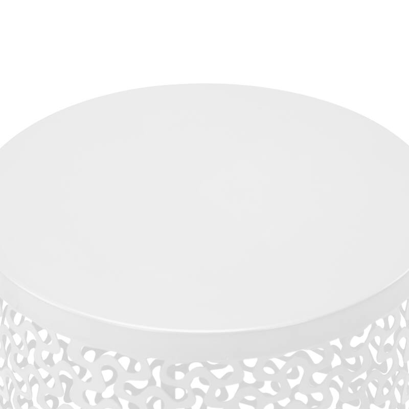 Set of 3 Nesting Side Tables Metal Round Accent Tables for Patio Balcony Garden Indoor Living Room - 15.7" x 22.0"