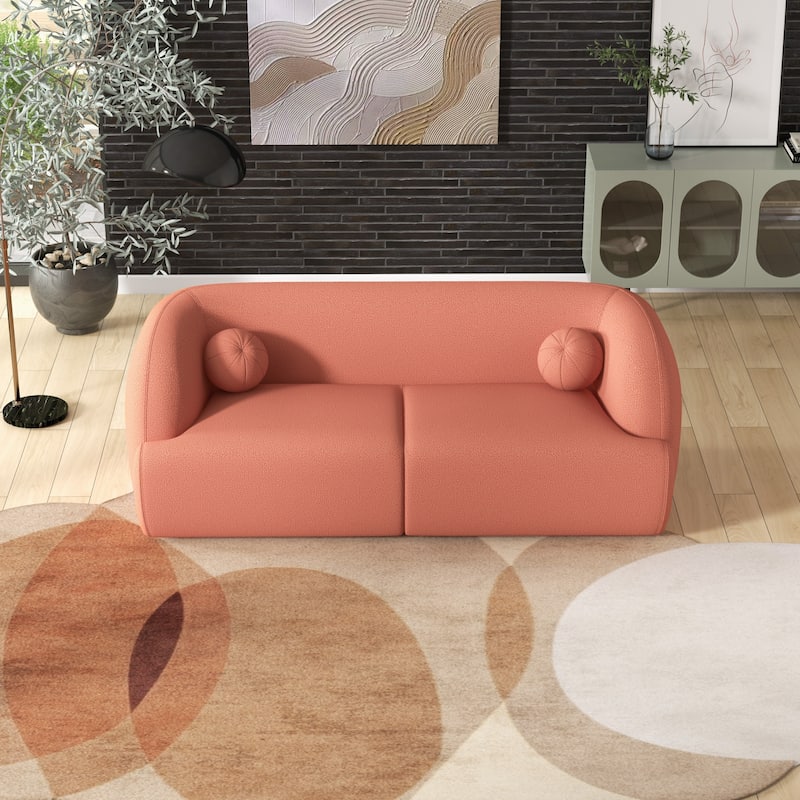Quern Japandy Style Luxury Comfy Modern Boucle Fabric Curved Sofa