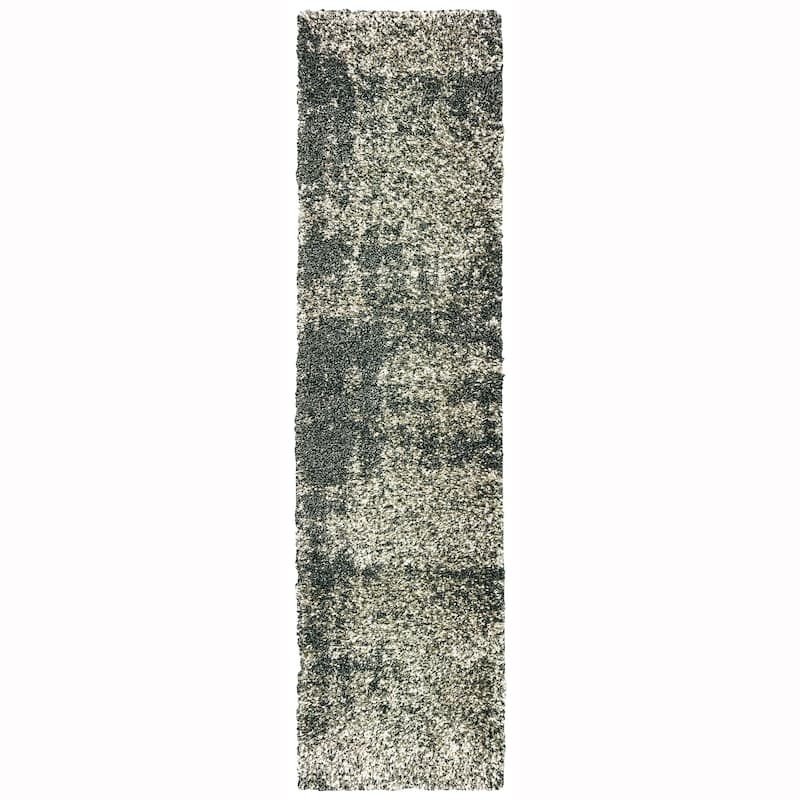 Style Haven Valant Abstract Charcoal/Grey Shag Area Rug - 1' 10" x 7' 6" - Runner