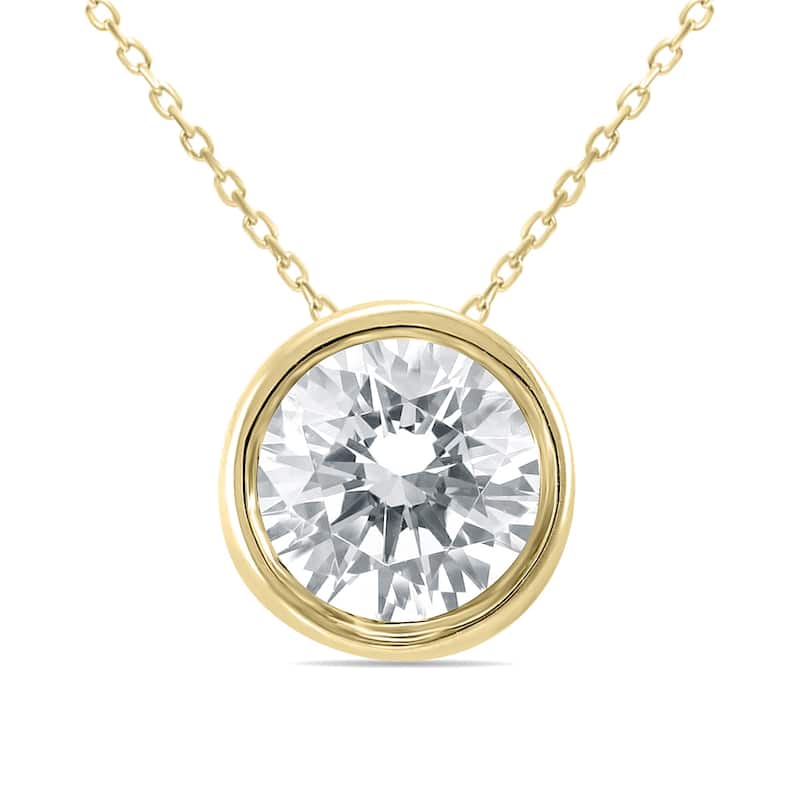 Marquee Certified 1 Carat Diamond Bezel Pendant in 14K Yellow Gold