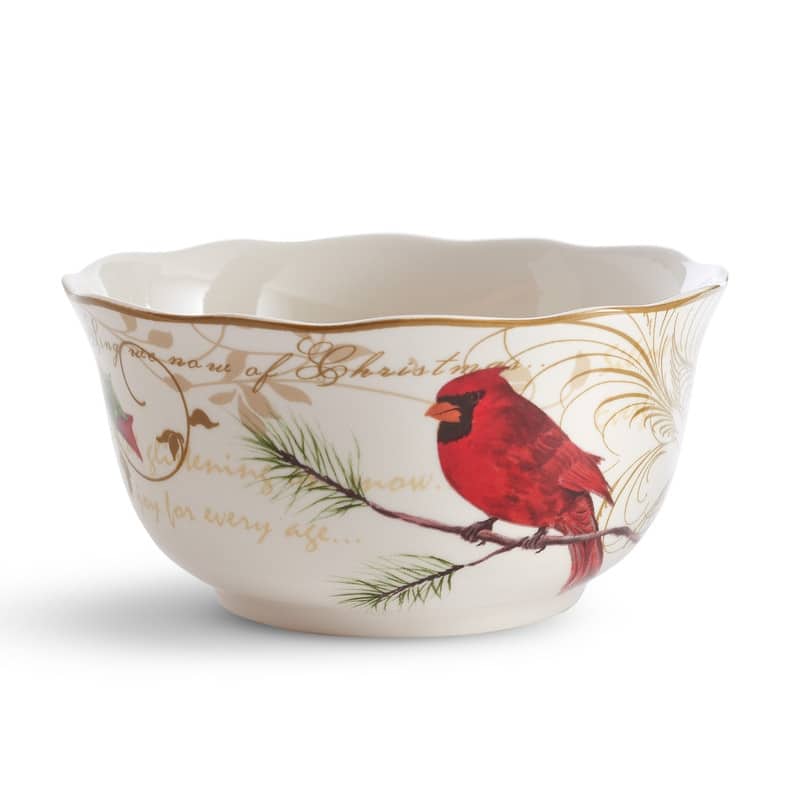 222 Fifth Holiday Wishes 12 Piece Dinnerware Set, Red