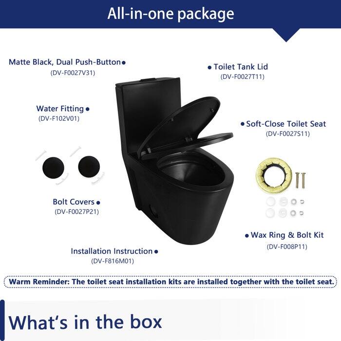 Ace 1.6 GPF Dual-Flush Toilet Modern Elongated One-Piece Toilet for Floor Mounted Glazed Surface (Seat Included)