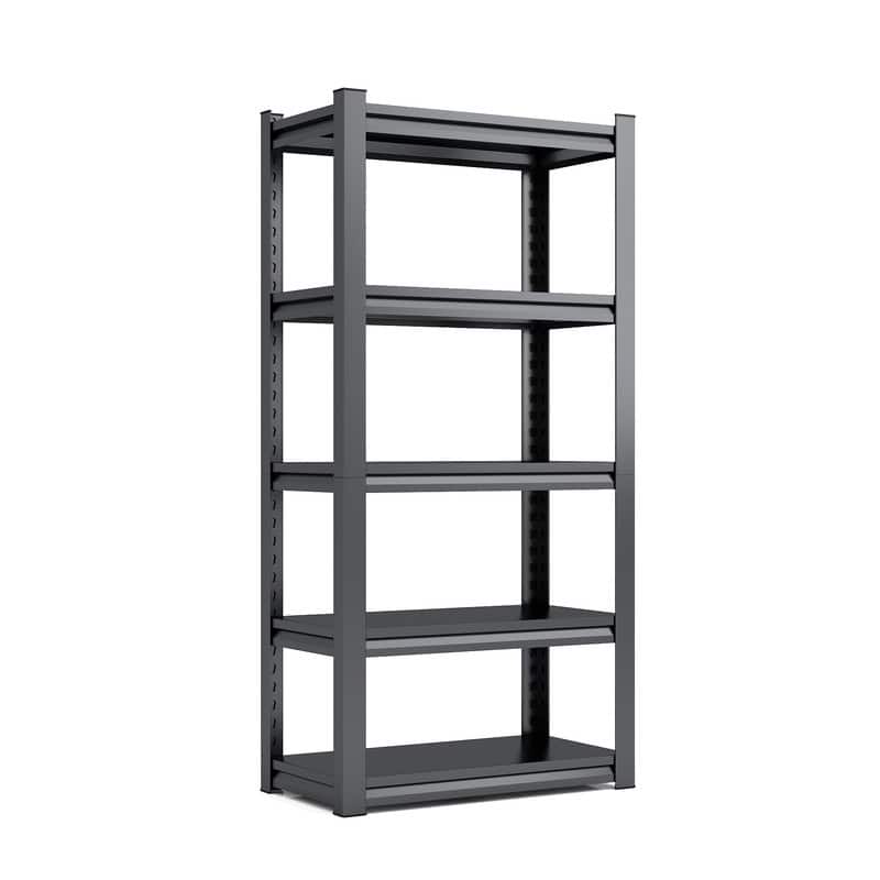 5 Tier Heavy Duty Metal Garage Shelving Storage with Adjustable Shelves，35.4"W*15.7"D*72"H - Black