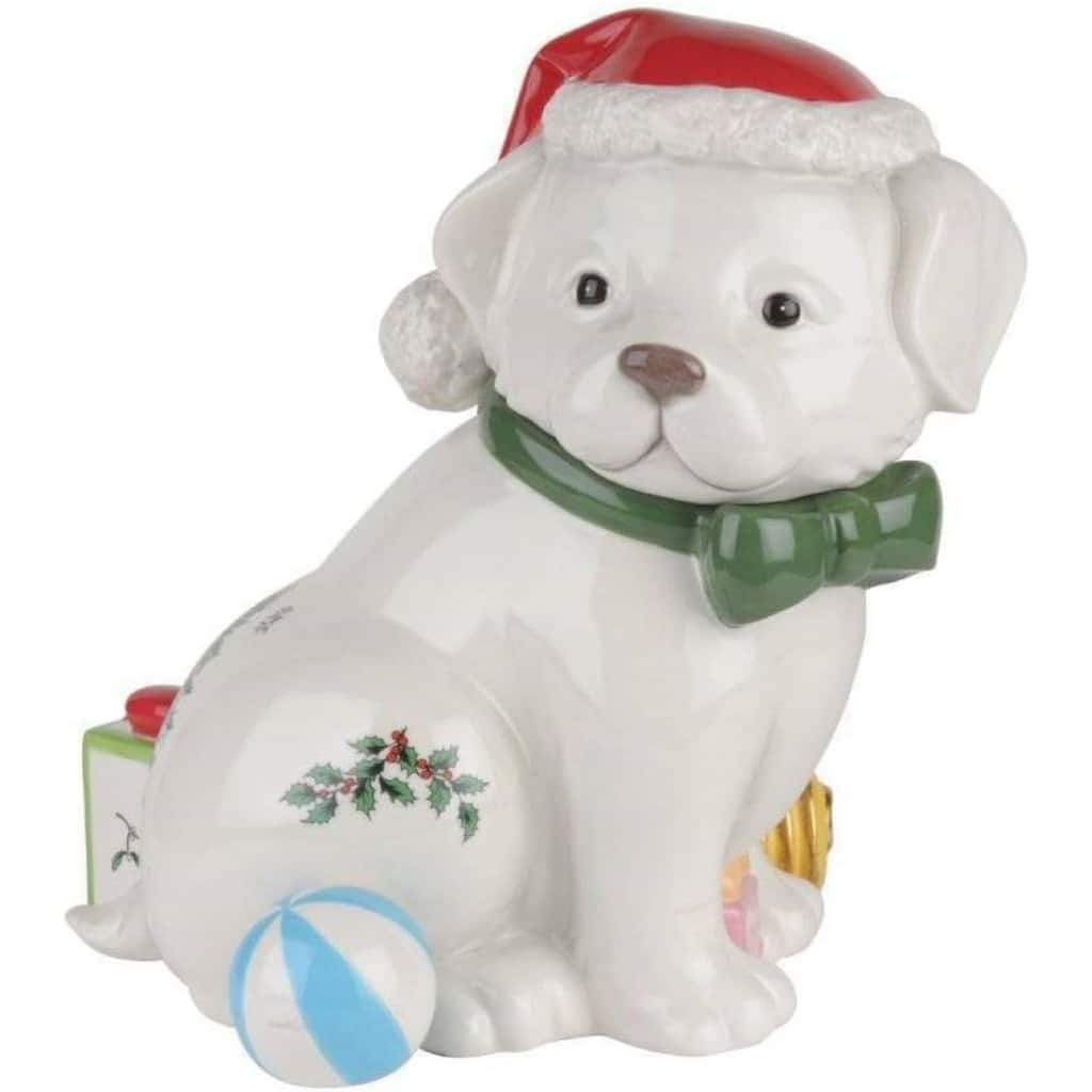 Spode Christmas Tree Puppy Cookie Jar - 9.25" D x 10" H