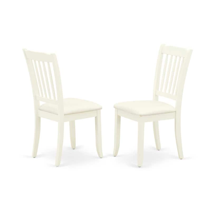 3Pc Dinette Set - Square Kitchen Table & 2 Linen Dining Chairs - White Finish