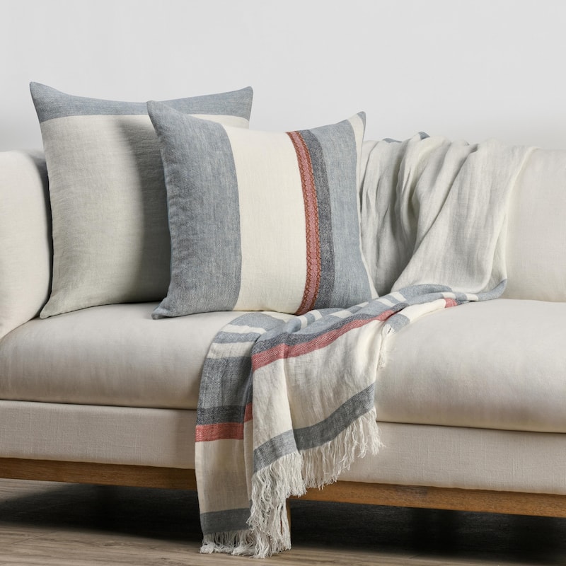 Villa by Classic Home Caylor 22" Linen Blend Multicolor Throw Pillow