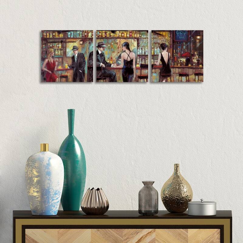 iCanvas "Happy Hour" by Ruane Manning 3-Piece Canvas Wall Art Set - 12x36x1.5