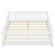 preview thumbnail 11 of 12, White Full Size Pine Wood Floor Bed with Safety Guardrails and Door for Kids
