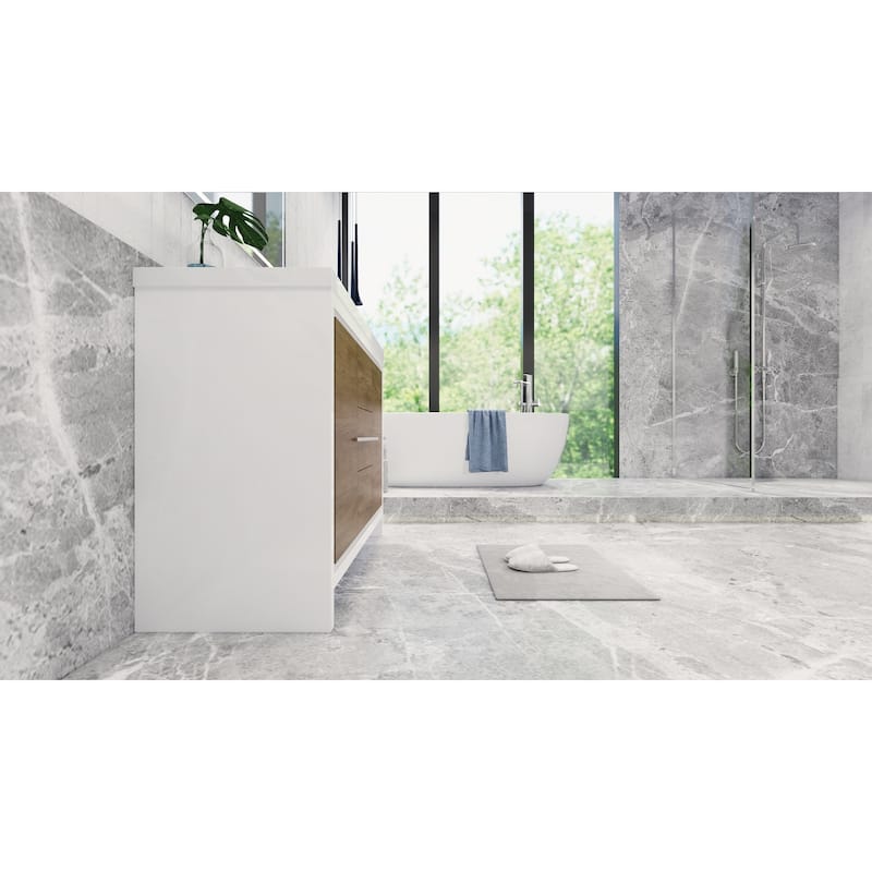 dolce 48 natural oak finish freestanding bath vanity with single basin reinforced acrylic top