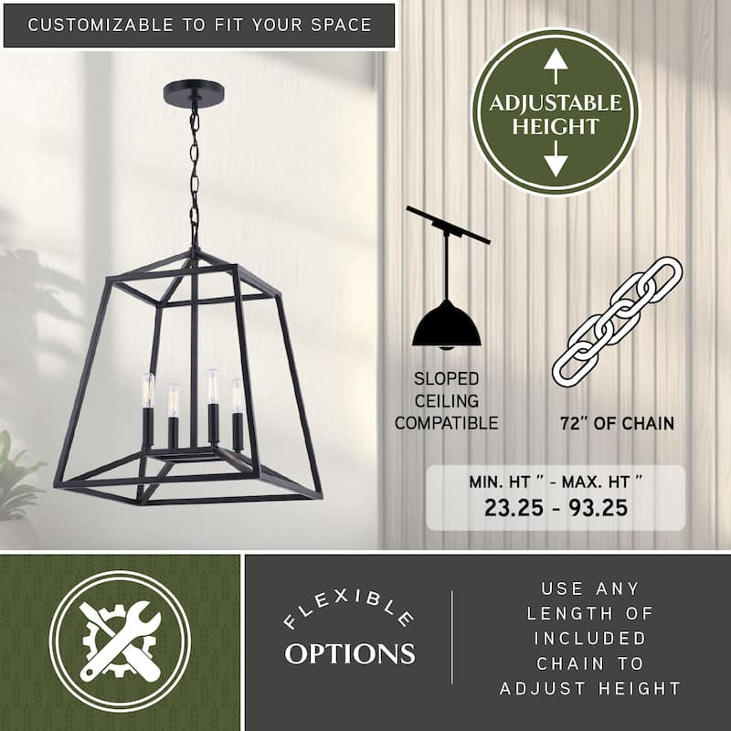 Hayes Black Farmhouse Open Cage Indoor/ Outdoor Pendant Lantern