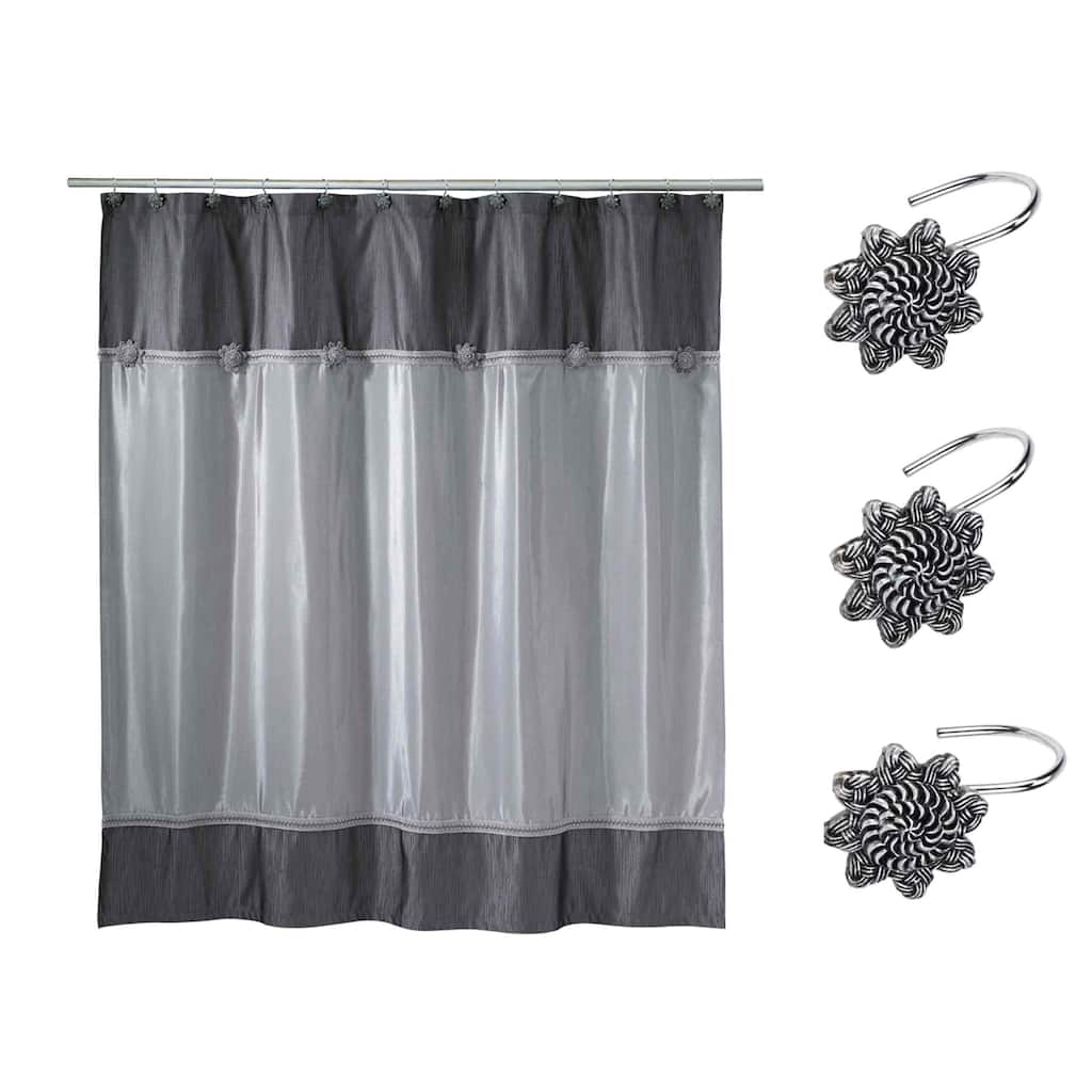 Avanti Linens Braided Medallion Shower Curtain & Hook Set