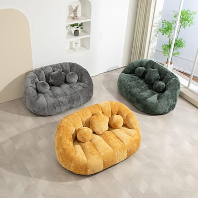 HOMEFUN Chenille Upholstered Durable Comfort Lounger Bean Bag Lazy Sofa