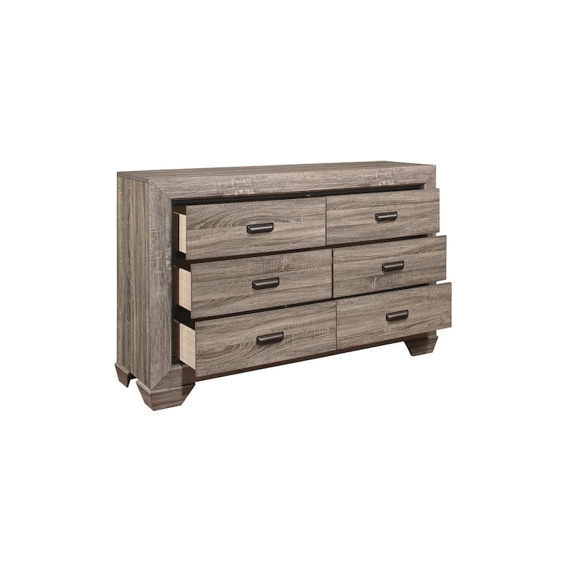 Valli 3 Piece Light Elm Modern Rustic Panel Bedroom Set