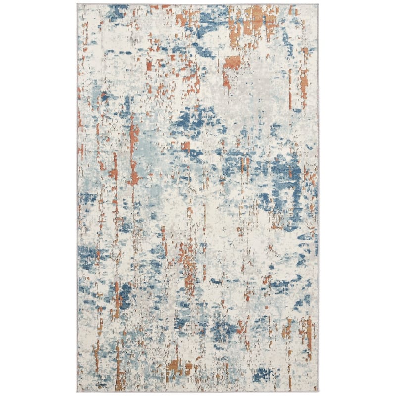 Nourison Concerto Modern Abstract Distressed Area Rug - 3' 9" x 5' 9" - Beige/Blue/Rust