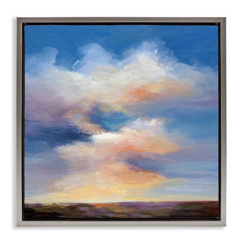 Stupell Luminous Sunset Clouds Framed Floater Canvas Wall Art Design By Karen Hale - 25 x 25 - Grey