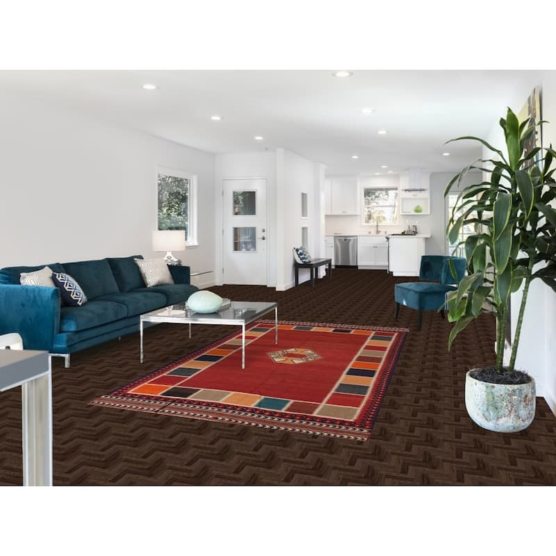 Vegetable Dye Kilim Qashqai Persian Vintage Flatweave Red Wool Carpet - 4'11"x 8'7"