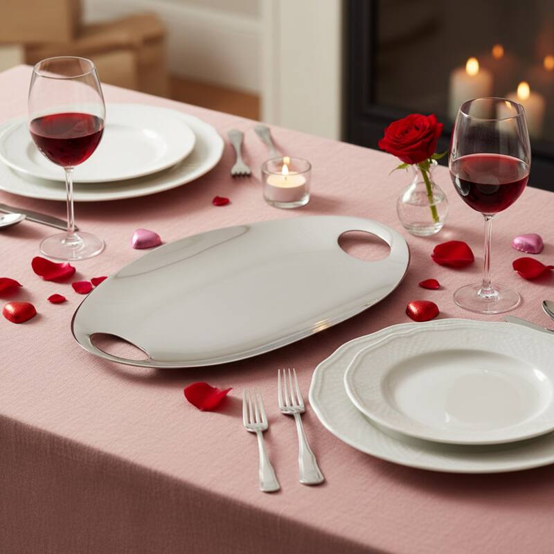 Nambe Pebble Handled Tray - 14" L x 8" W