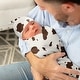 preview thumbnail 3 of 4, Wild West Cow Print Baby Cocoon and Beanie Hat Sleep Sack 2pc Set Brown and Cream Gender Neutral Western Southern Country Animal
