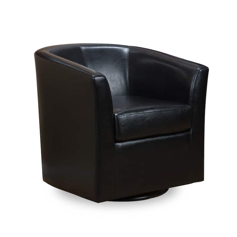 Daymian Swivel Club Chair by Christopher Knight Home - Black+PU