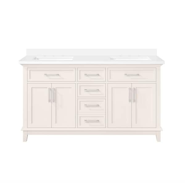 slide 2 of 20, Martha Stewart Canaan 60 in. DoubleSink Bathroom Vanity in PicketFence