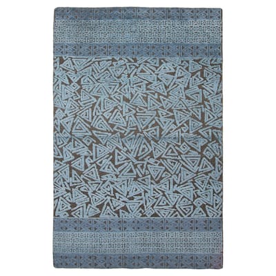 ECARPETGALLERY Hand-knotted Tangier Blue Wool Rug - 5'0 x 8'0