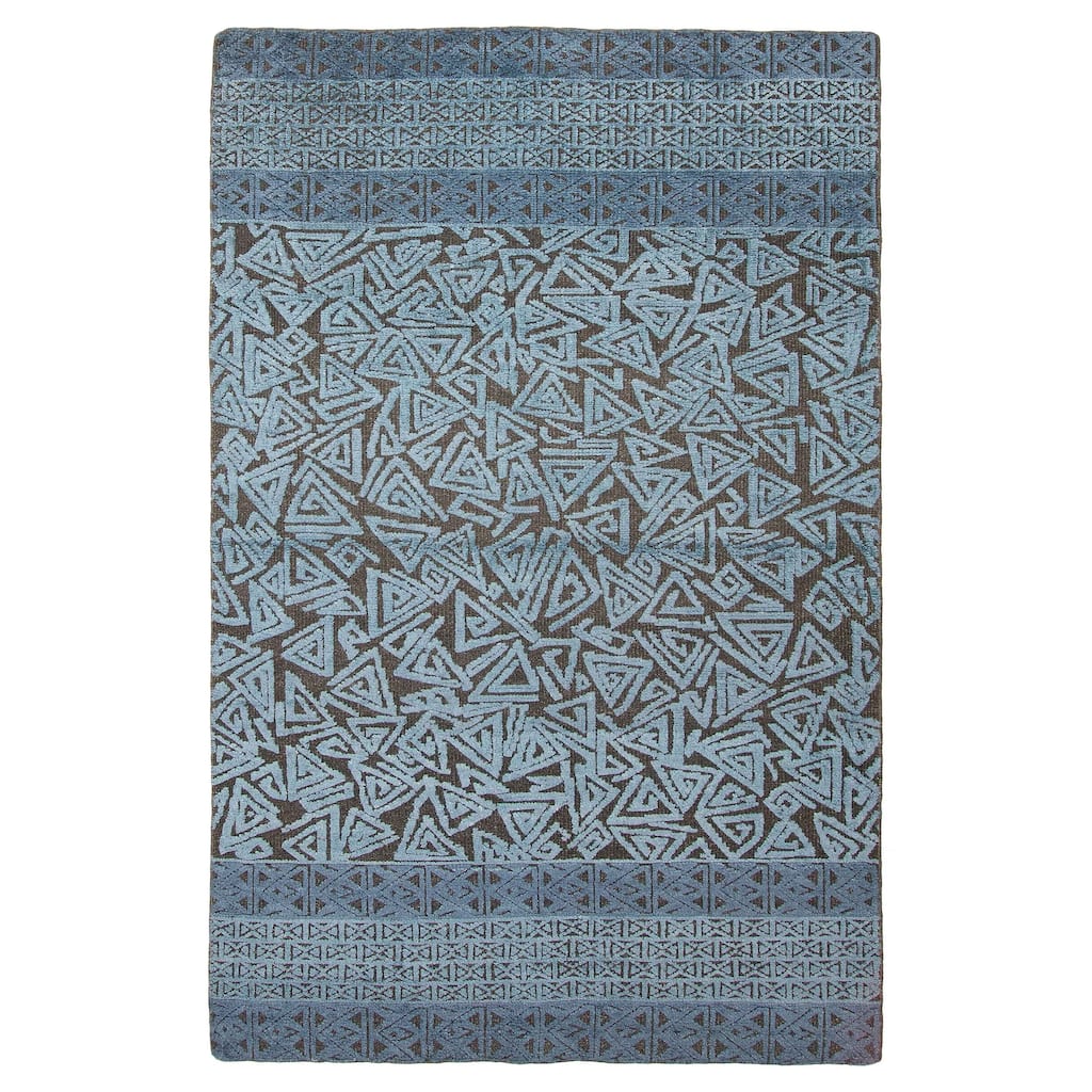 ECARPETGALLERY Hand-knotted Tangier Blue Wool Rug - 5'0 x 8'0