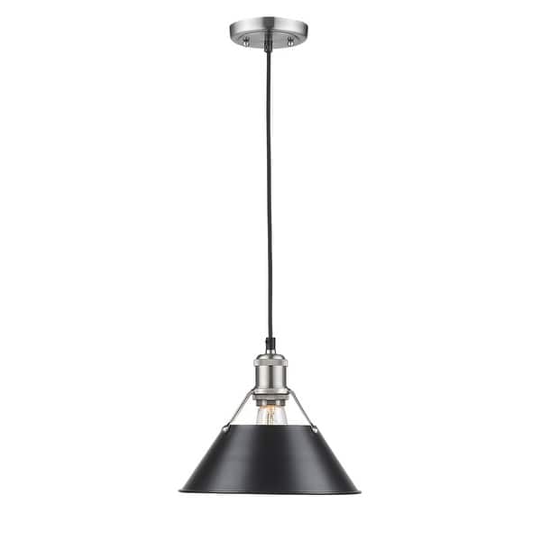 slide 2 of 5, Yep by Golden Lighting Orwell 1-light 10in Pendant in Pewter and Matte Black shade Pewter with Matte Black