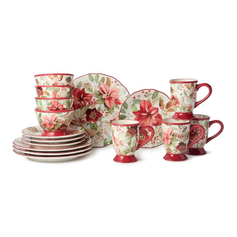 Certified International Winter Blooms 16pc Dinnerware Set, Service for 4