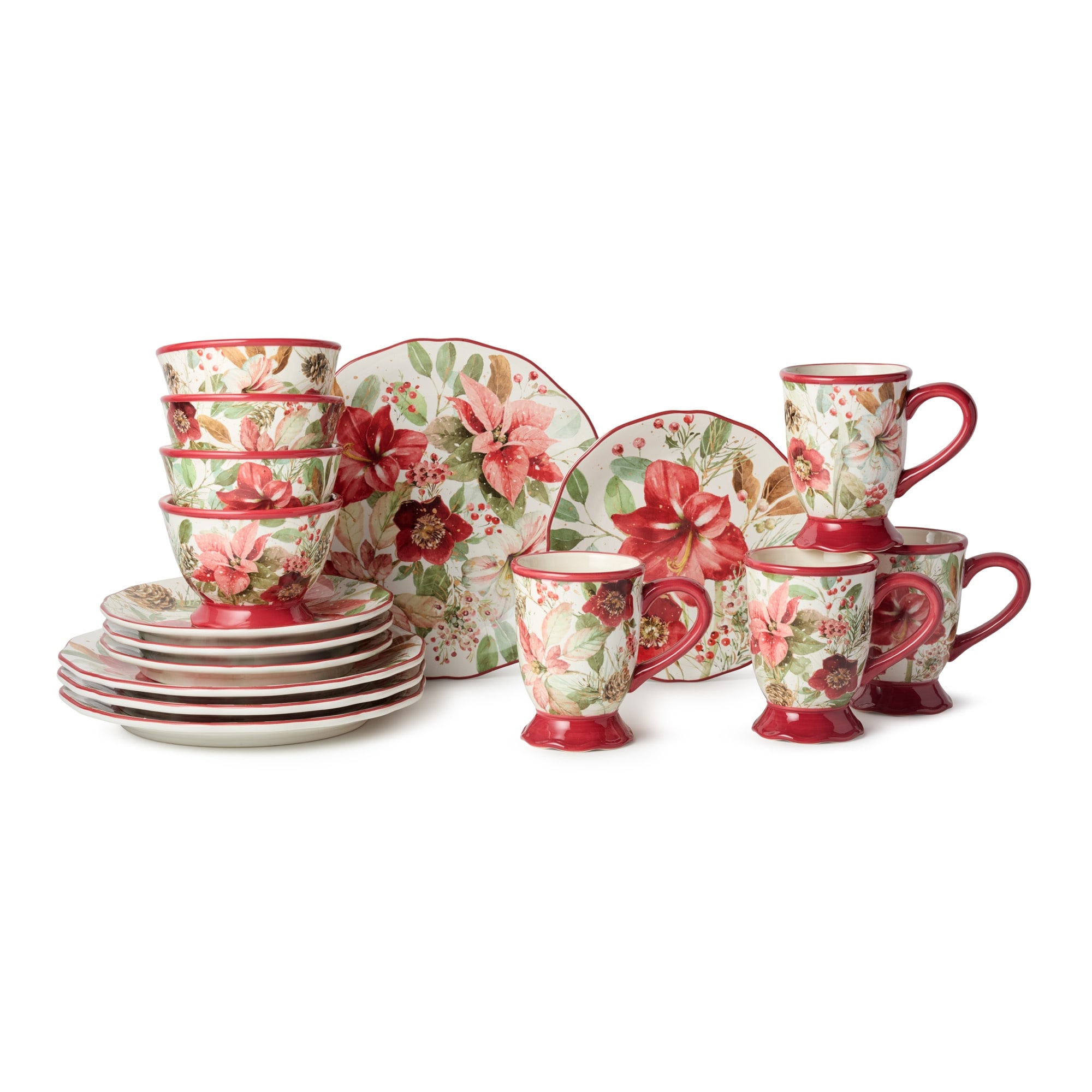 Certified International Winter Blooms 16pc Dinnerware Set, Service for 4