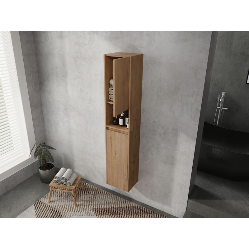 Modern Floating Bathroom Cabinet with Reversible Door & Soft-Close Hinges, Wall-Mounted Side Cabinet Storage Cabinet