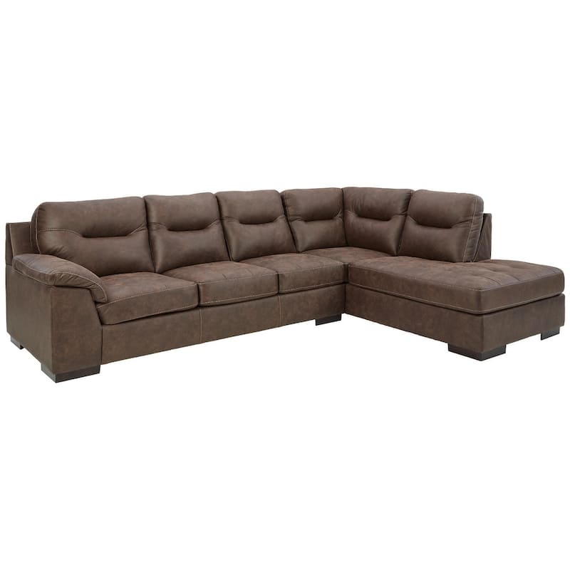 Signature Design by Ashley Maderla 2-Piece Sectional with Chaise, Walnut - Left Facing - Walnut