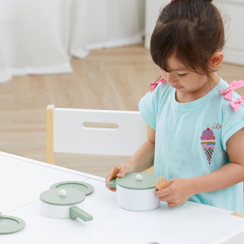 Teamson Kids - Little Chef Frankfurt Wooden Cookware play kitchen accessories - Green