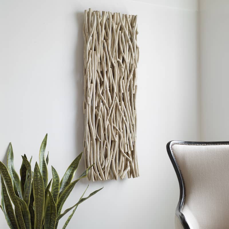 Teak Branch Rectangular Wall Decoration - 49" - Beige
