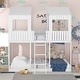 preview thumbnail 4 of 33, Full Over Full Wooden Bunk Bed with Roof, Window, Guardrail and Ladder White