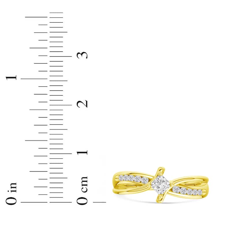 1/4ct TDW Diamond Bypass Engagement Ring in 10K Yellow Gold for Women